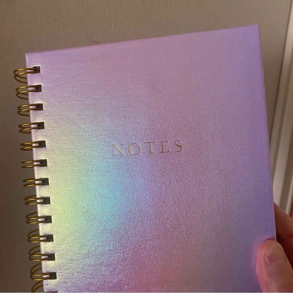 Iridescent Lilac Purple Pastel Rainbow Spiral Bound Lined Journal Notebook